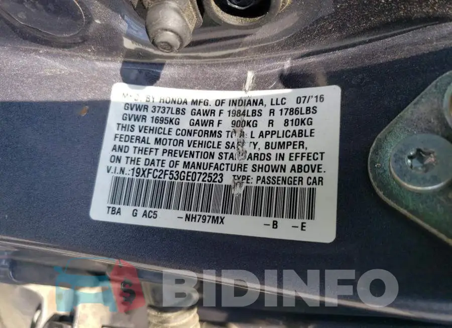19XFC2F53GE072523 Photo# 12