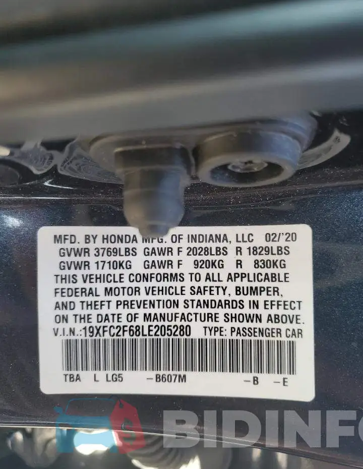 19XFC2F68LE205280 Photo# 13