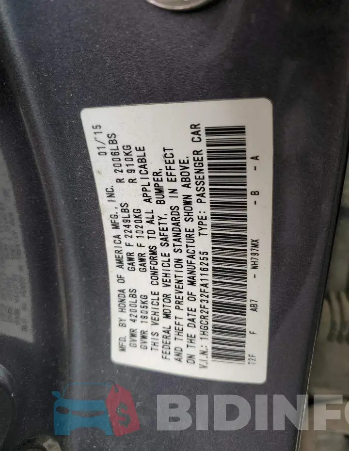 1HGCR2F32FA116255 Photo# 12