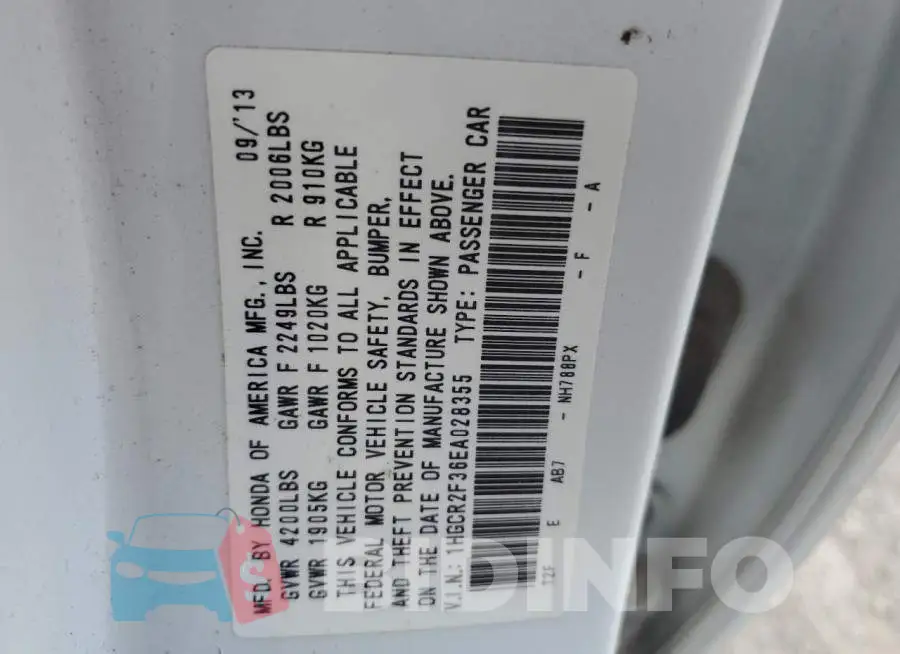 1HGCR2F36EA028355 Photo# 13