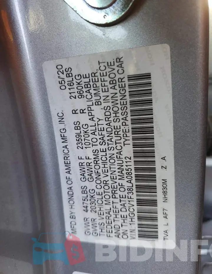 1HGCV1F38LA085112 Photo# 12