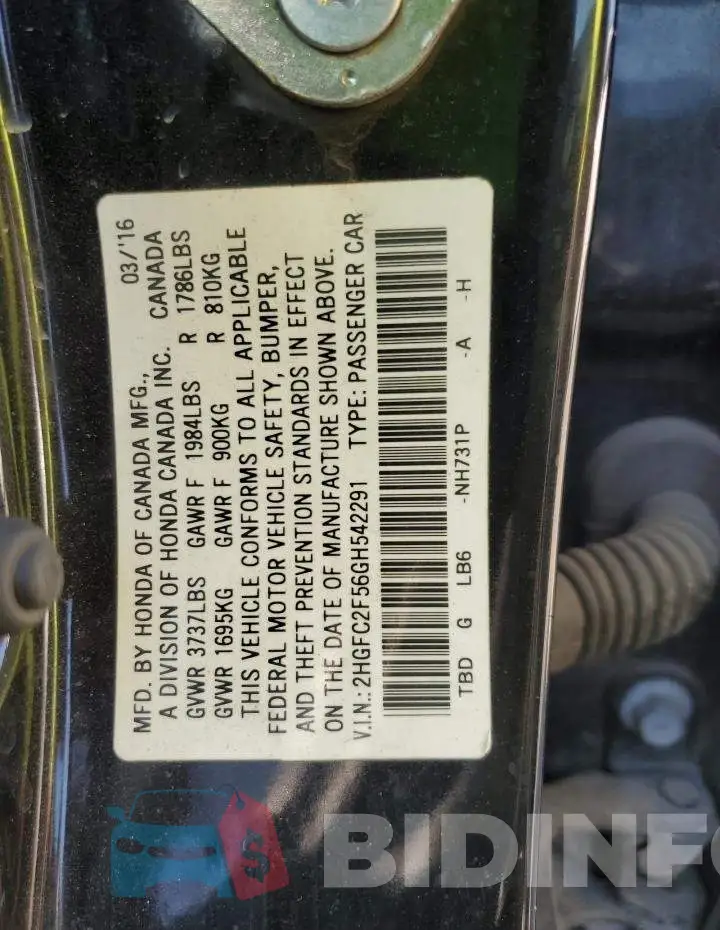 2HGFC2F56GH542291 Photo# 12