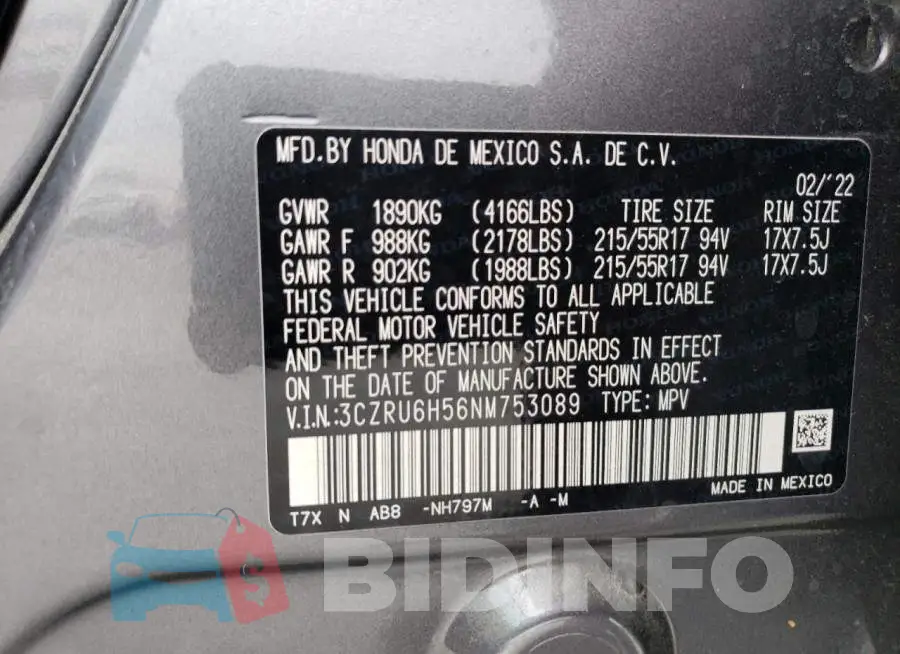 3CZRU6H56NM753089 Photo# 13