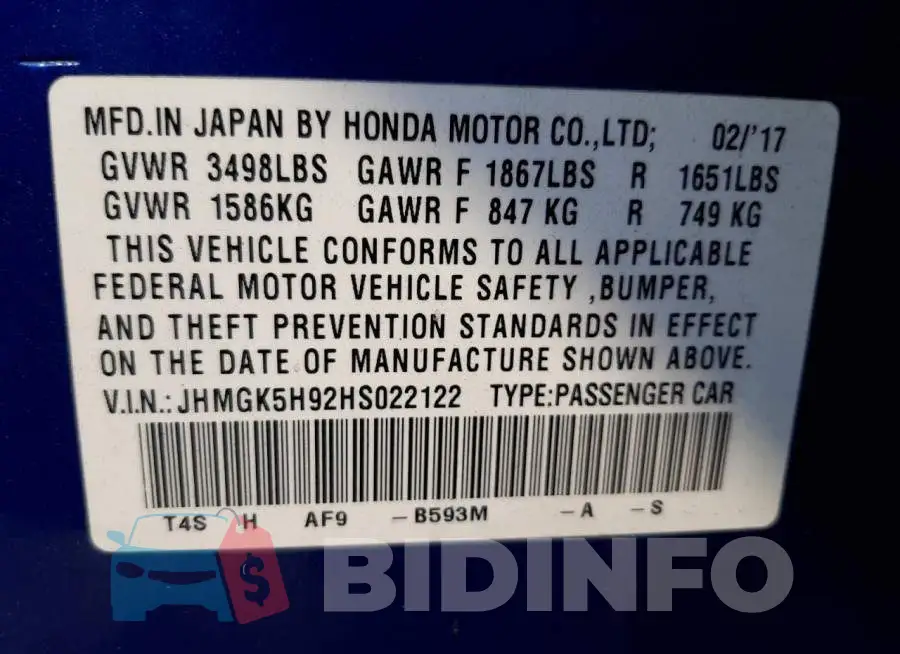 JHMGK5H92HS022122 Photo# 13