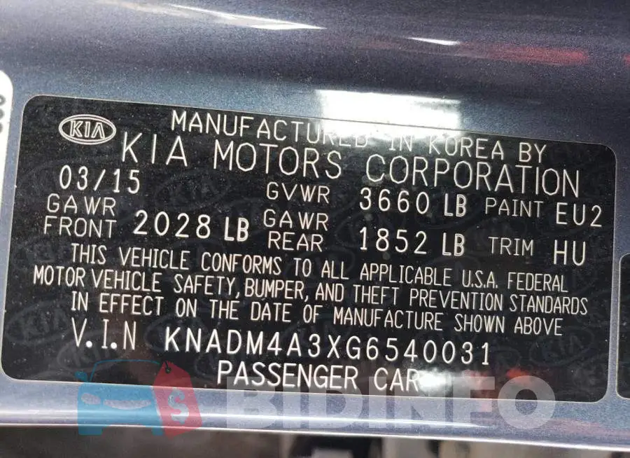 KNADM4A3XG6540031 Photo# 13