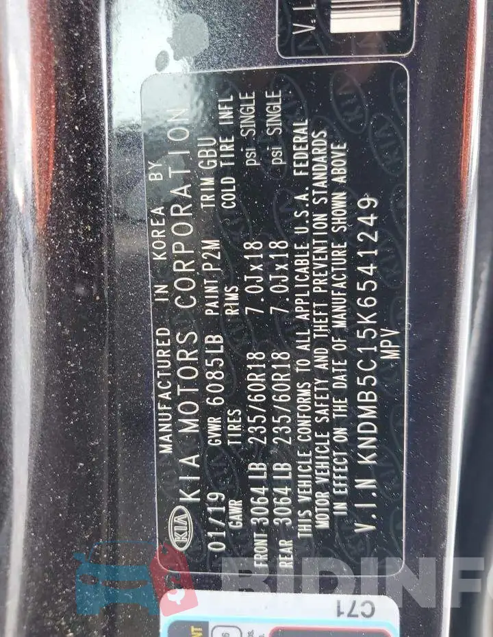 KNDMB5C15K6541249 Photo# 13