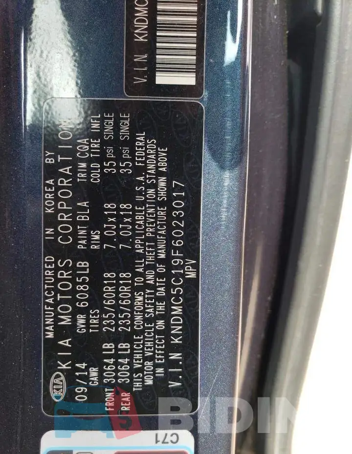 KNDMC5C19F6023017 Photo# 13