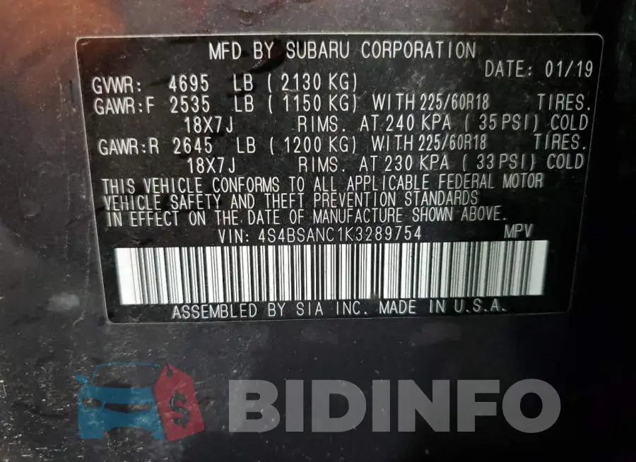 4S4BSANC1K3289754 Photo# 12