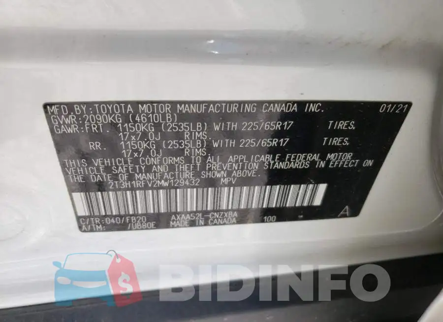 2T3H1RFV2MW129432 Photo# 12