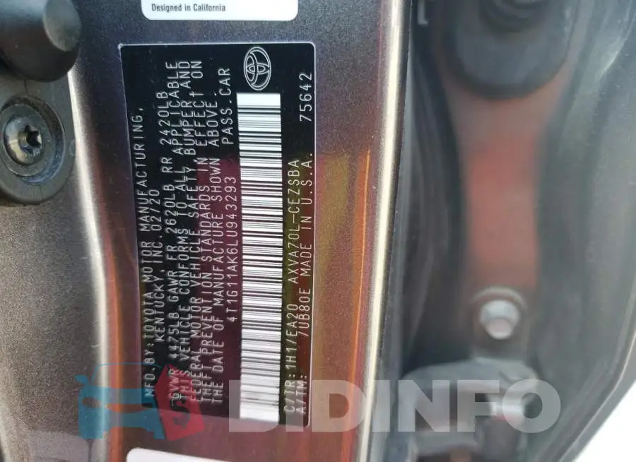 4T1G11AK6LU943293 Photo# 12