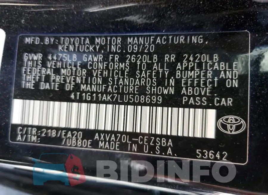 4T1G11AK7LU508699 Photo# 12