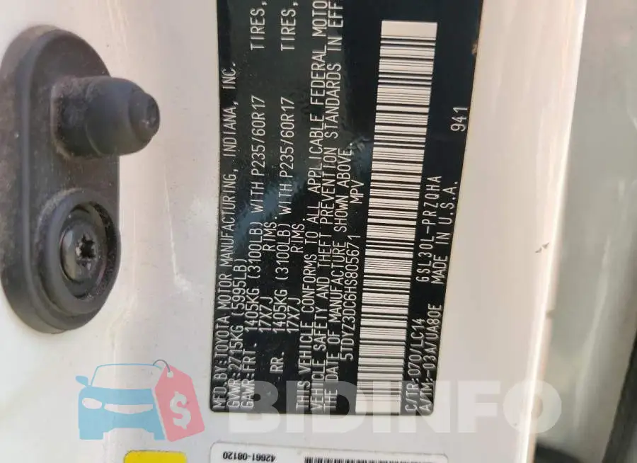 5TDYZ3DC6HS805671 Photo# 14