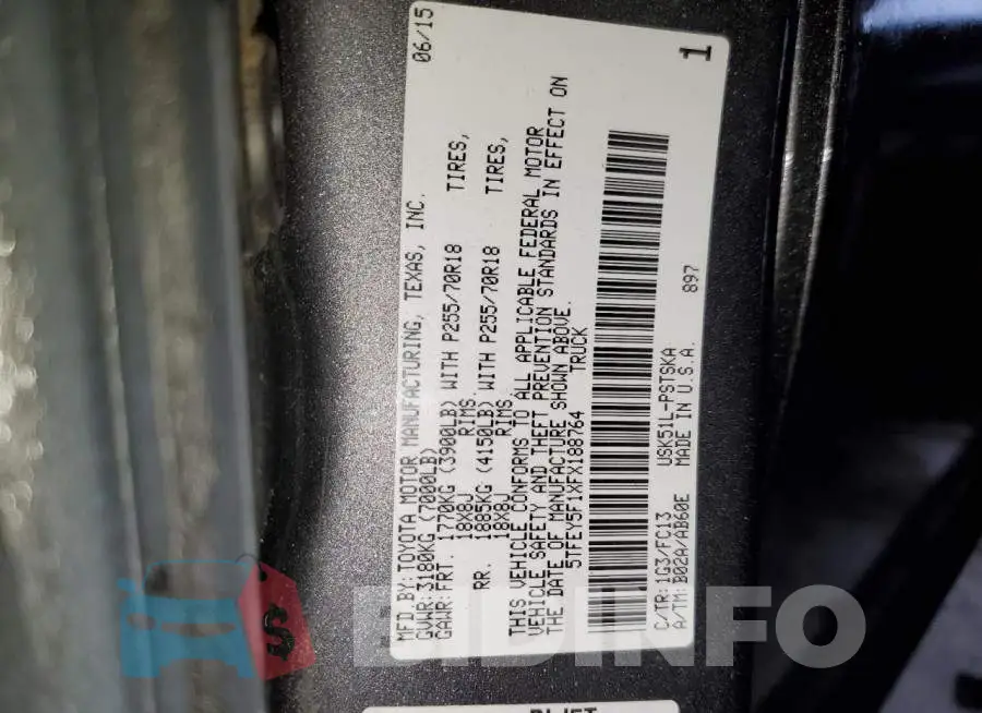 5TFEY5F1XFX188764 Photo# 12