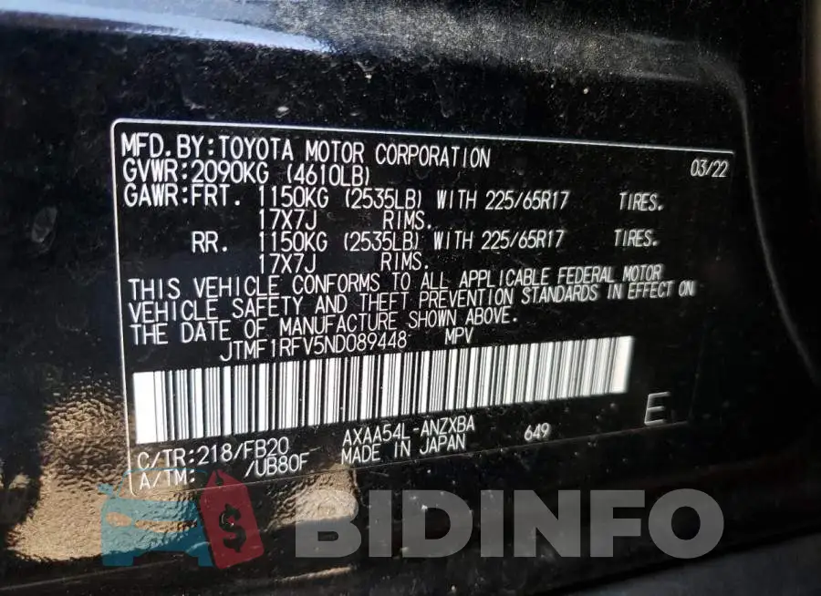 JTMF1RFV5ND089448 Photo# 13