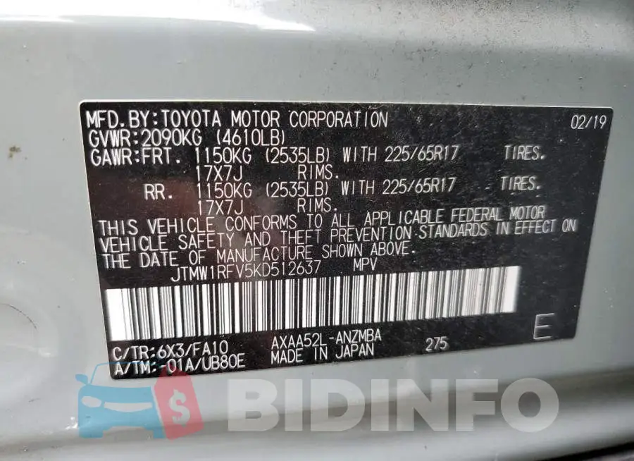 JTMW1RFV5KD512637 Photo# 13