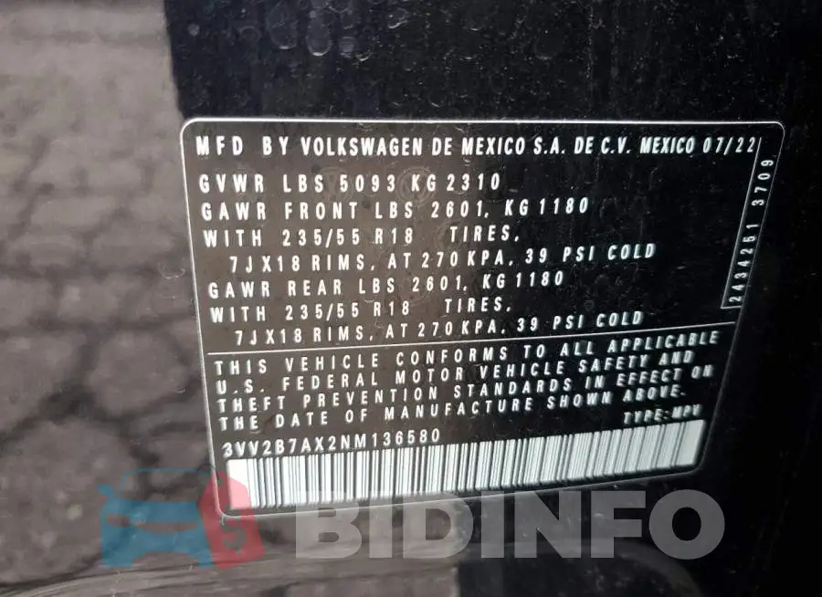 3VV2B7AX2NM136580 Photo# 13