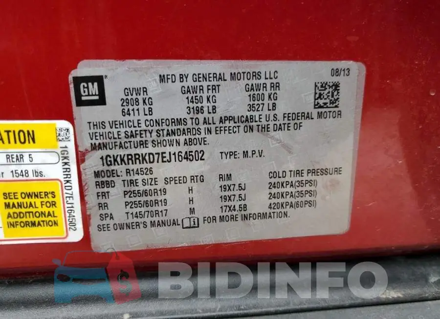 1GKKRRKD7EJ164502 Photo# 13