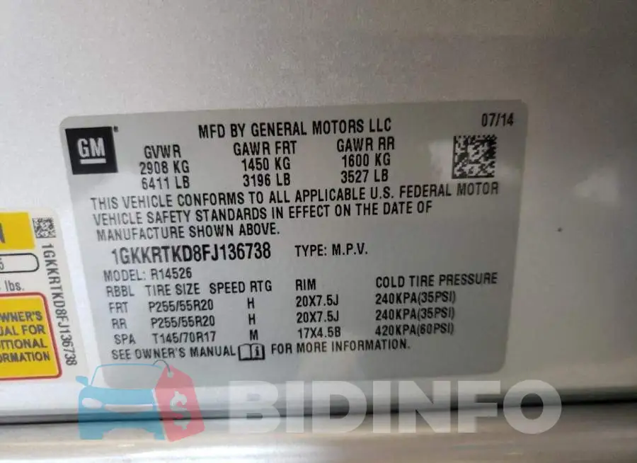 1GKKRTKD8FJ136738 Photo# 12