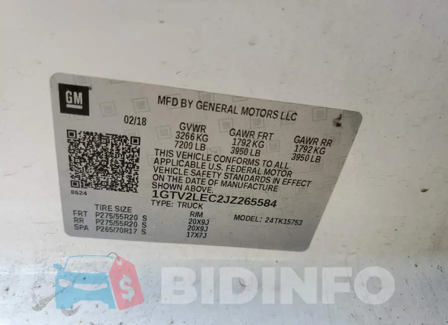 1GTV2LEC2JZ265584 Photo# 12