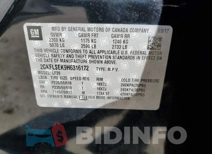 2GKFLSEK9H6316172 Photo# 14
