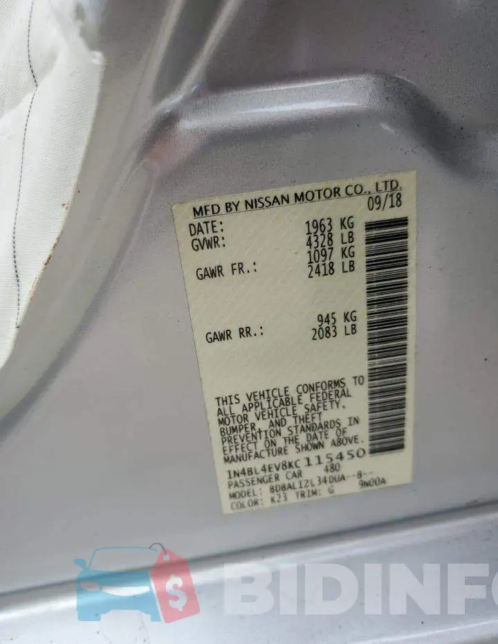 1N4BL4EV8KC115450 Photo# 13