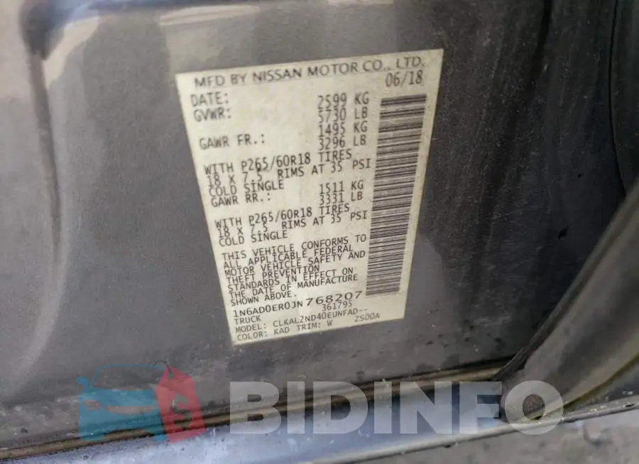 1N6AD0ER0JN768207 Photo# 12