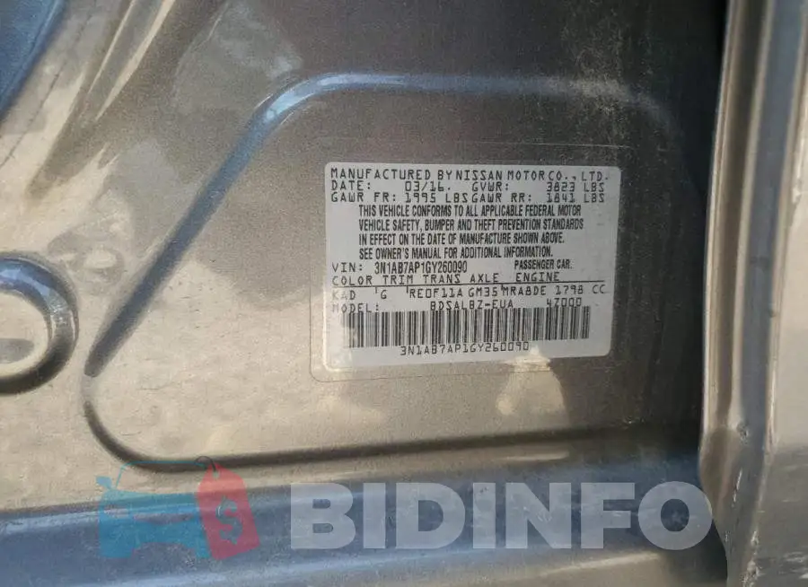 3N1AB7AP1GY260090 Photo# 12