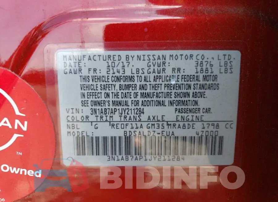 3N1AB7AP1JY211284 Photo# 12