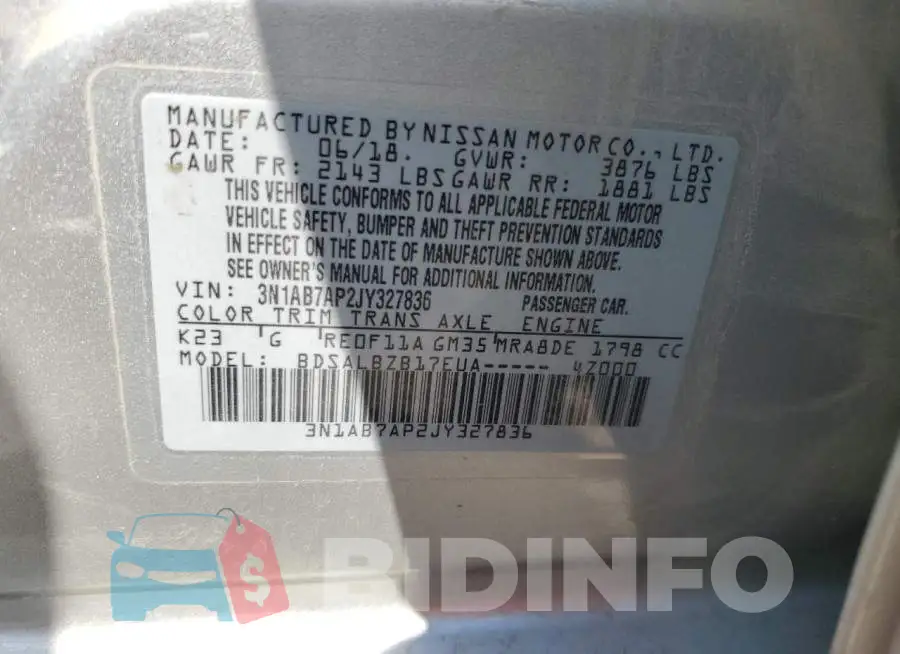 3N1AB7AP2JY327836 Photo# 12
