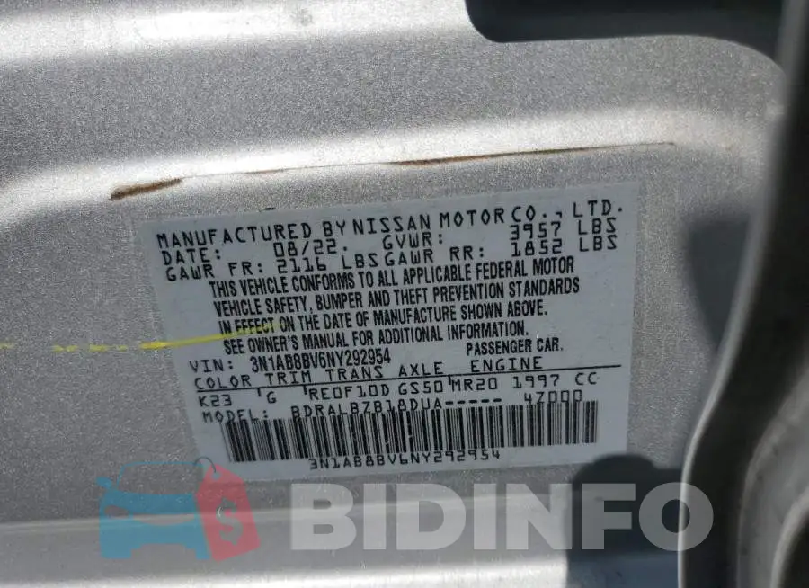 3N1AB8BV6NY292954 Photo# 12