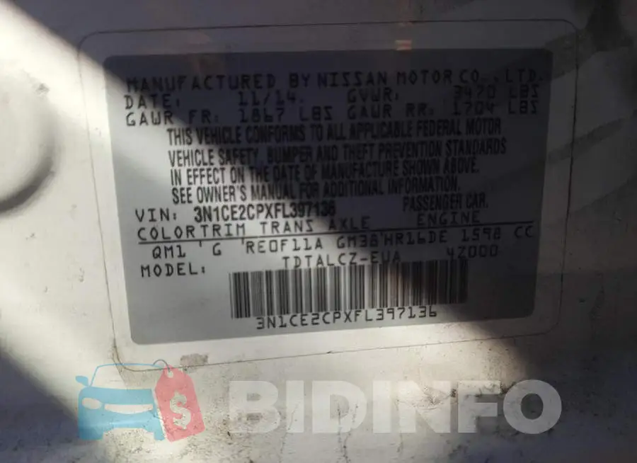 3N1CE2CPXFL397136 Photo# 12