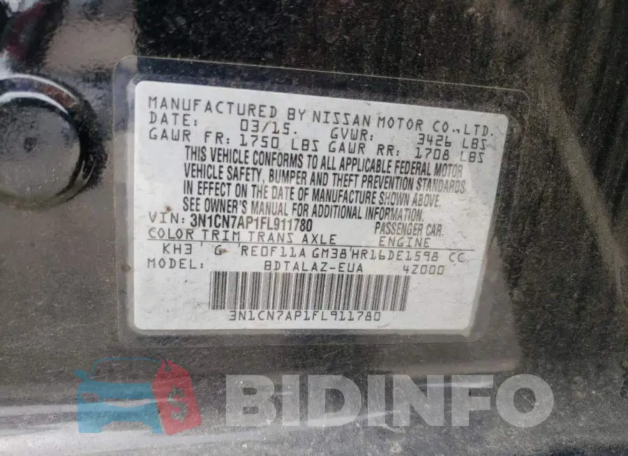 3N1CN7AP1FL911780 Photo# 12