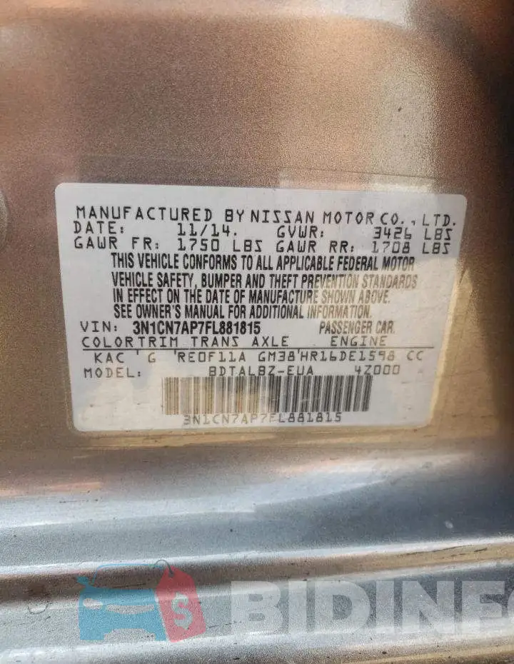 3N1CN7AP7FL881815 Photo# 13