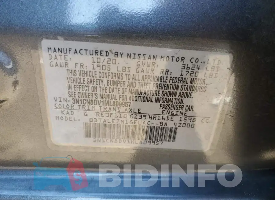 3N1CN8DV1ML809957 Photo# 13