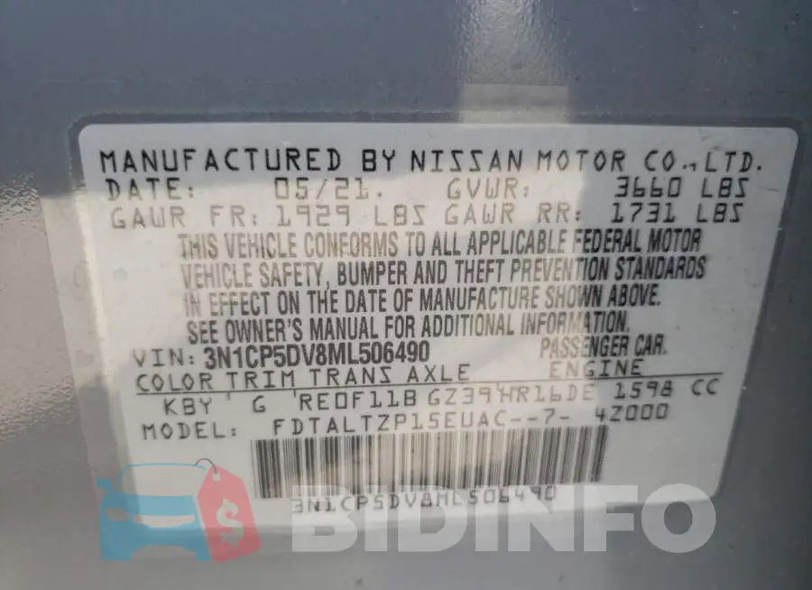 3N1CP5DV8ML506490 Photo# 13