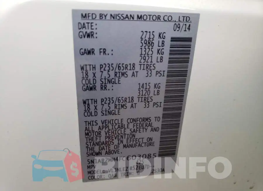 5N1AR2MM4FC603085 Photo# 12