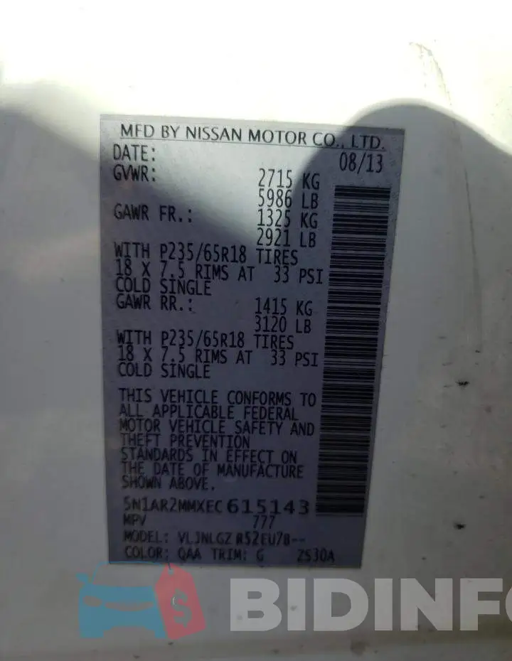 5N1AR2MMXEC615143 Photo# 12