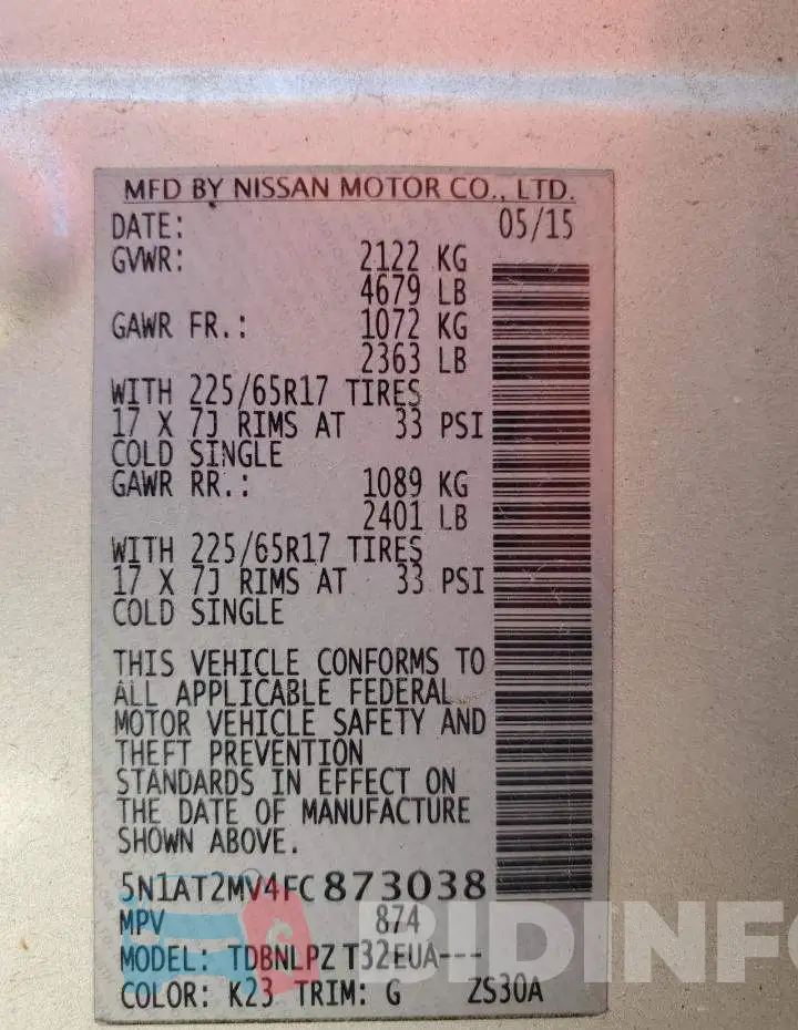 5N1AT2MV4FC873038 Photo# 13