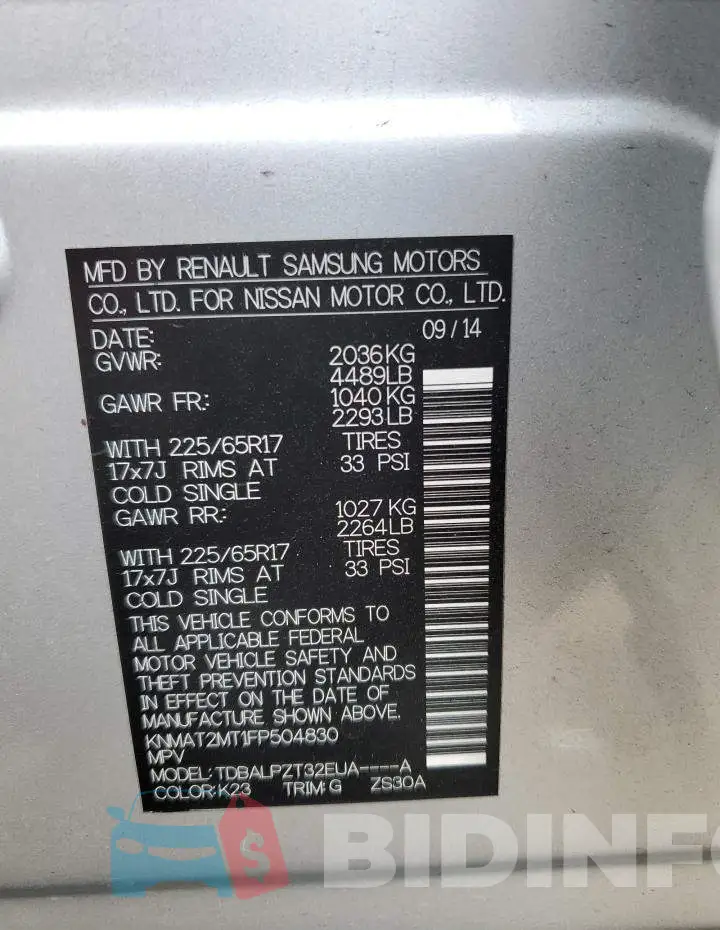 KNMAT2MT1FP504830 Photo# 14