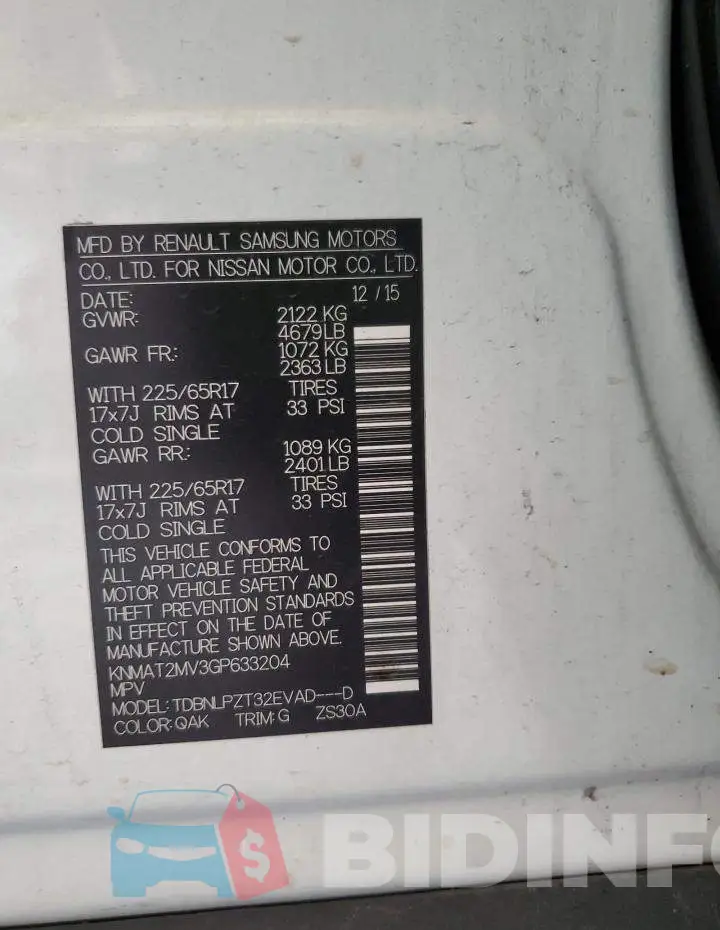 KNMAT2MV3GP633204 Photo# 14