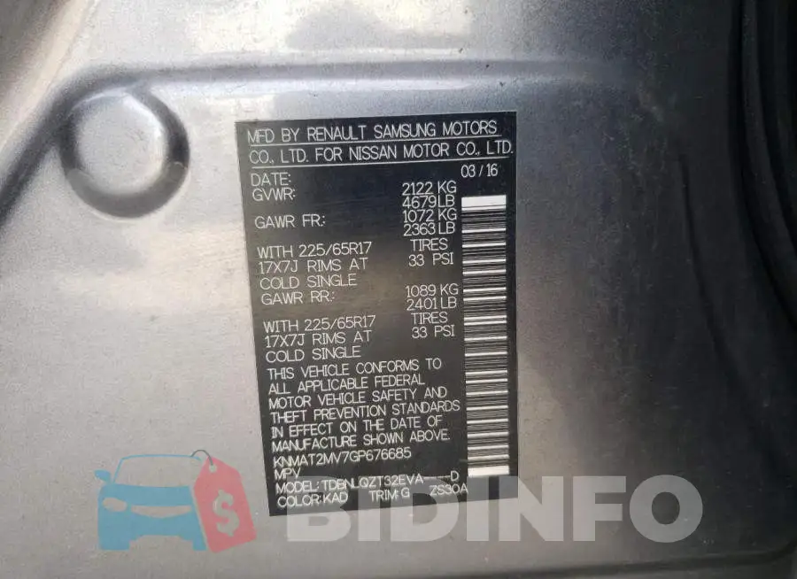 KNMAT2MV7GP676685 Photo# 12