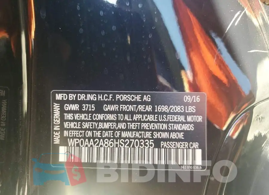 WP0AA2A86HS270335 Photo# 12