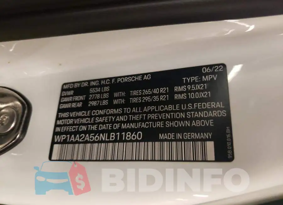 WP1AA2A56NLB11860 Photo# 13