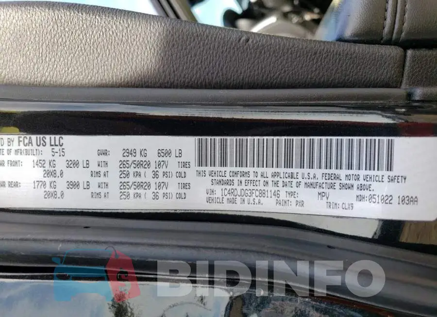 1C4RDJDG3FC881146 Photo# 13