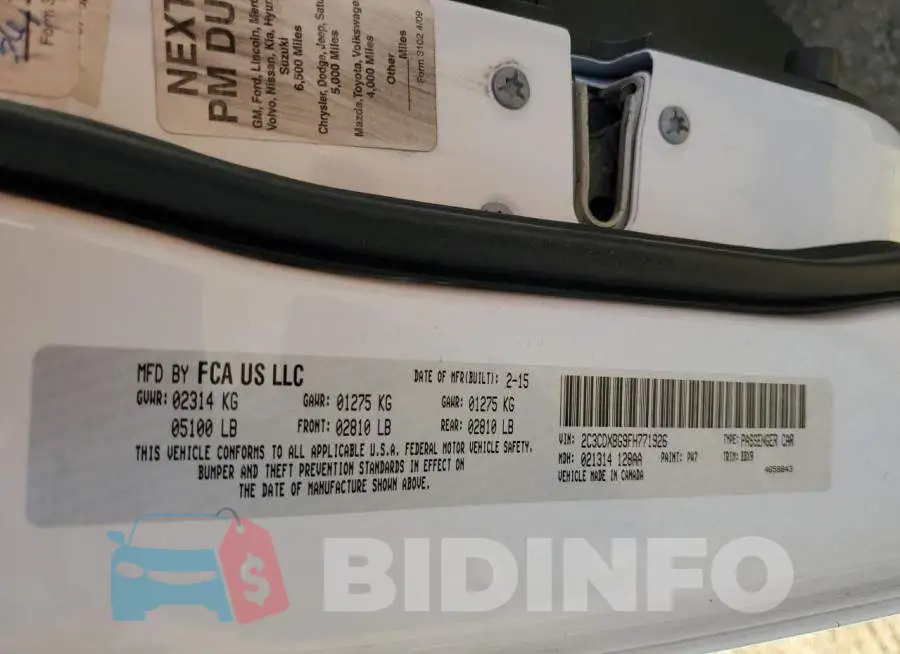 2C3CDXBG9FH771926 Photo# 12