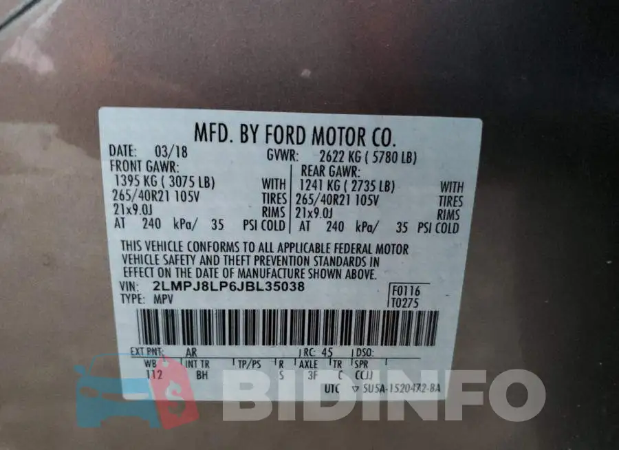 2LMPJ8LP6JBL35038 Photo# 13