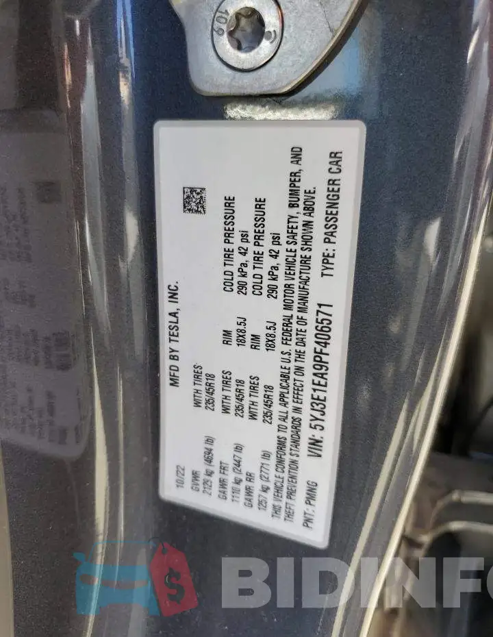 5YJ3E1EA9PF406571 Photo# 12