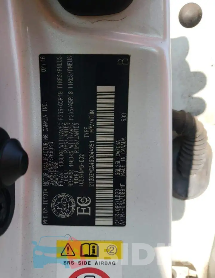 2T2BZMCA4GC044251 Photo# 12