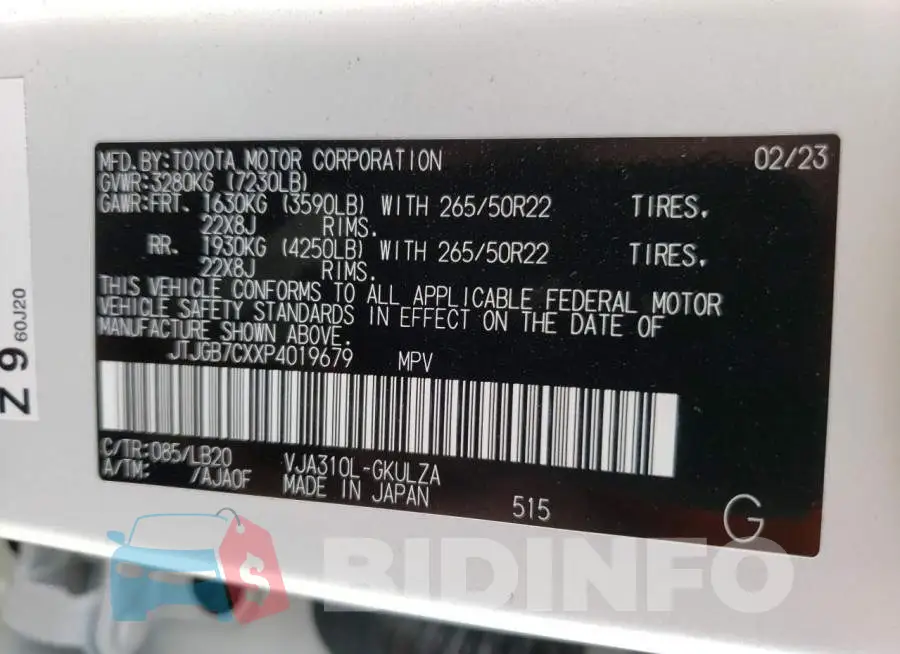 JTJGB7CXXP4019679 Photo# 14