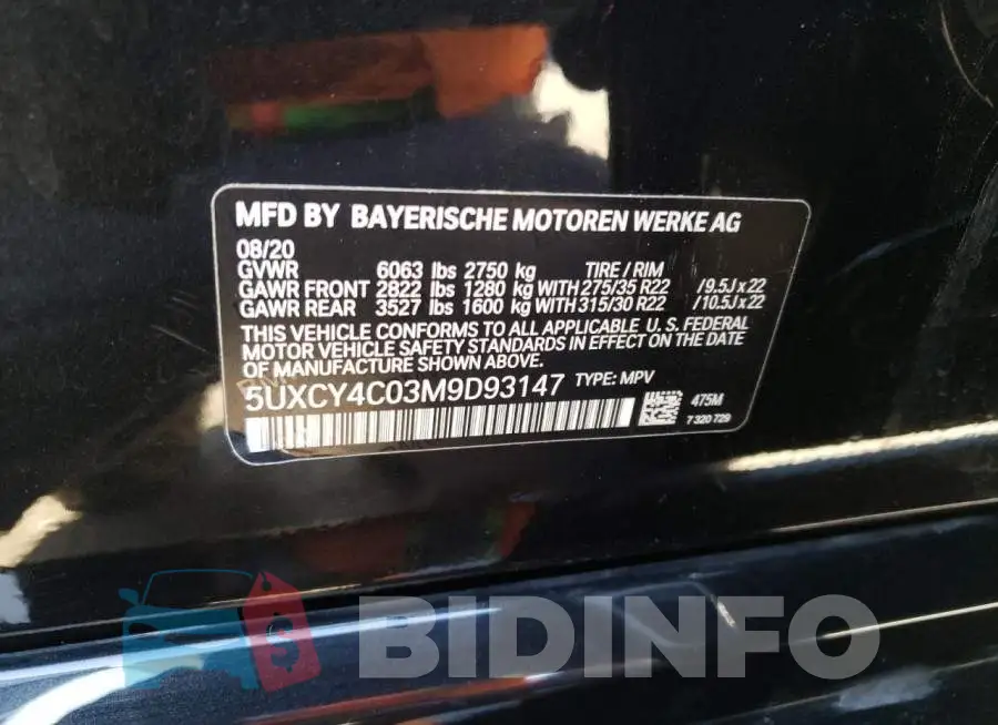 5UXCY4C03M9D93147 Photo# 13